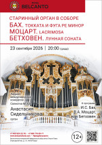 Концерт «Старинный орган в Соборе. Бах. Токката и фуга ре минор. Моцарт. Lacrimosa. Бетховен. Лунная соната»